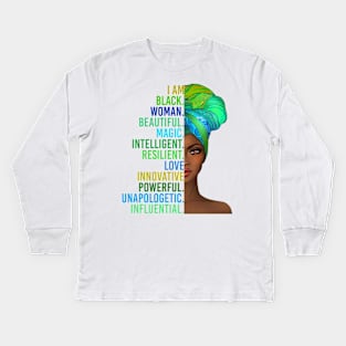 I Am Black Woman Black History Month 2019 Kids Long Sleeve T-Shirt